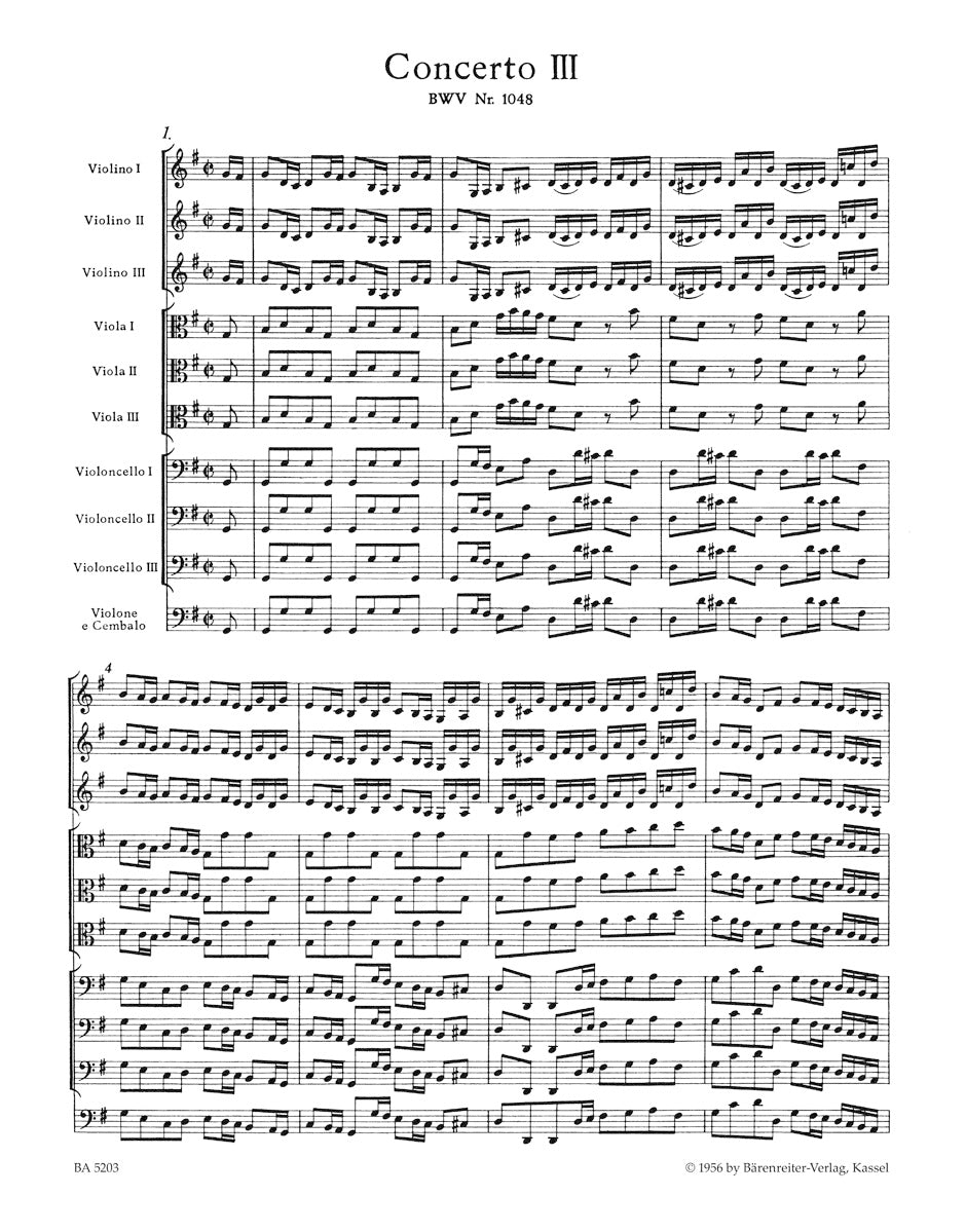 Bach Brandenburg Concerto Nr. 3 G major BWV 1048