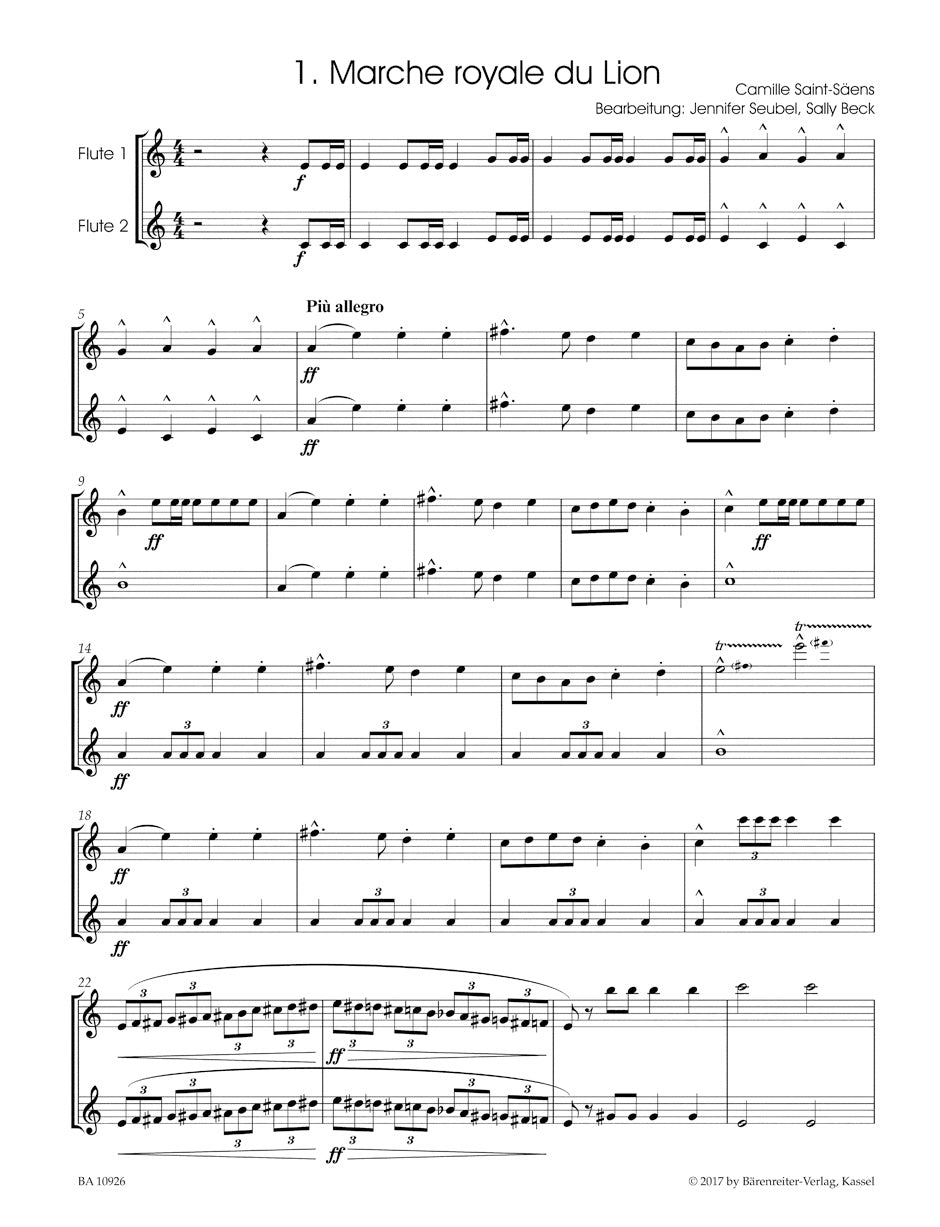 Saint-Saens The Carnival of the Animals for two Flutes