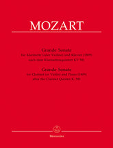 Mozart Grande Sonate for Clarinet (or Violin) and Piano A major (1809) (after the Clarinet Quintet K. 581)