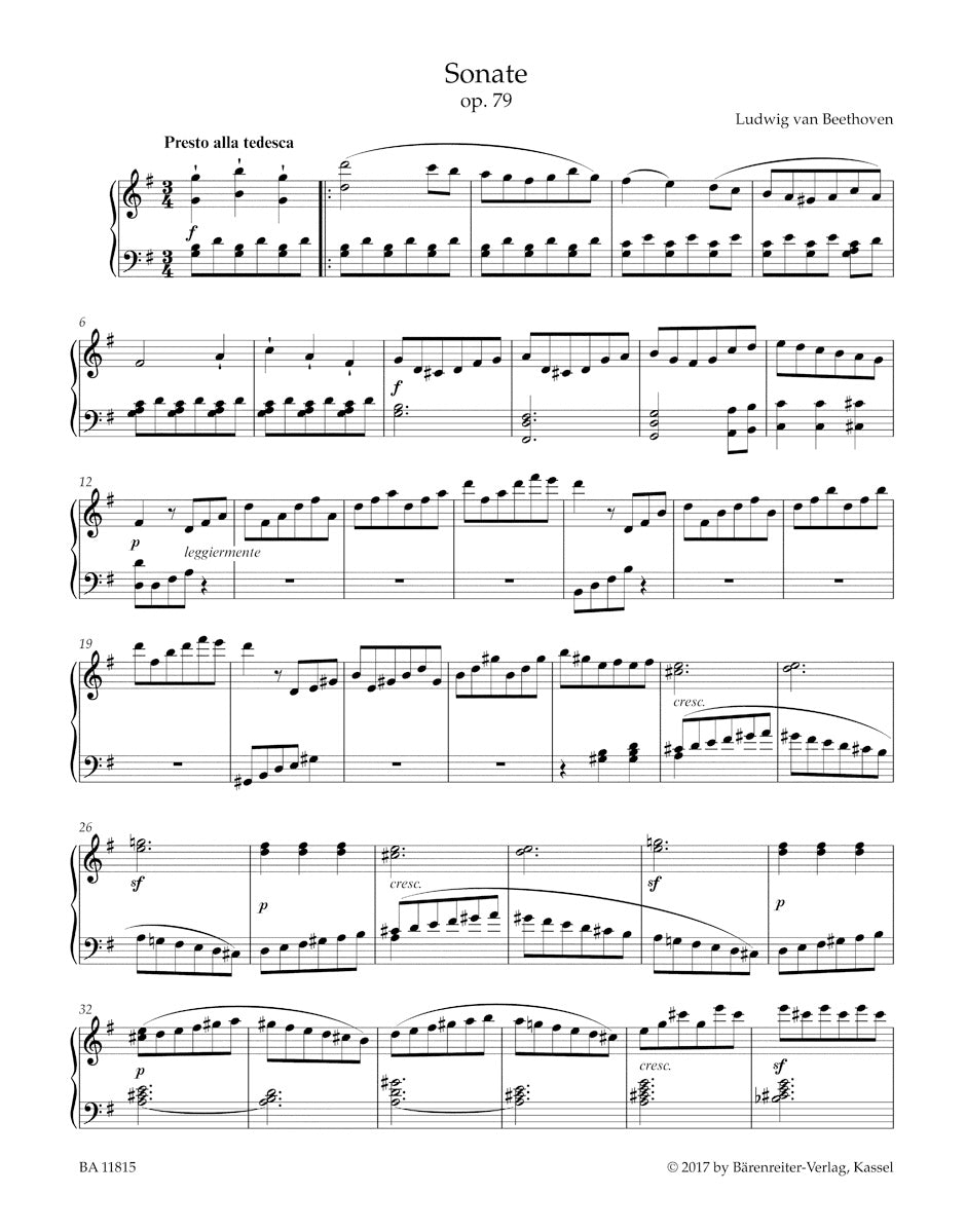 Beethoven Sonata for Pianoforte G major op. 79 "Sonate facile"