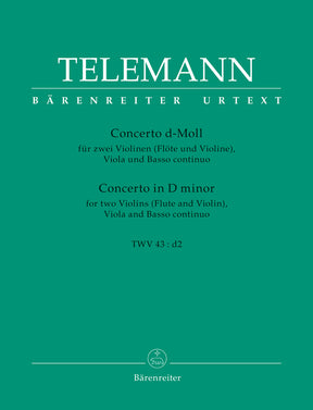 Telemann Concerto für two Violinen (Flöte und Violine), Viola und Basso continuo d-Moll TWV 43:d2