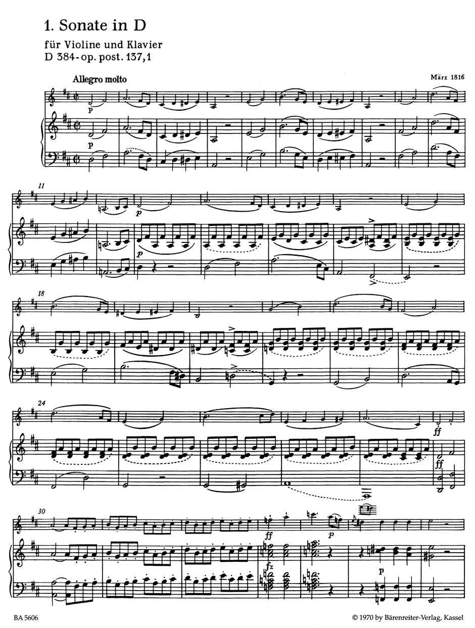 Schubert Three Sonatas for Violin and Piano op. 137, 1-3