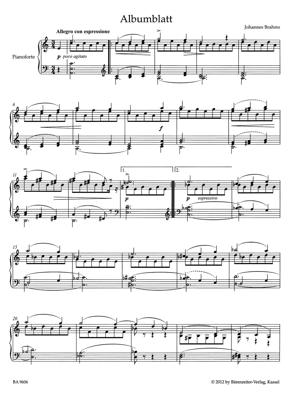 Brahms Albumblatt for Piano