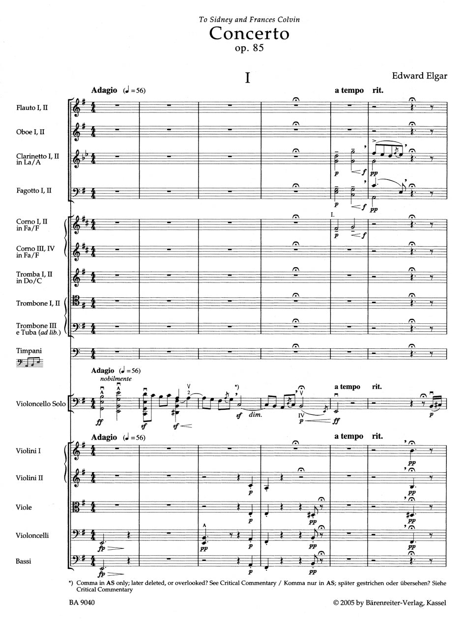 Elgar: Cello Concerto in E Minor, Op. 85 (Full Score)
