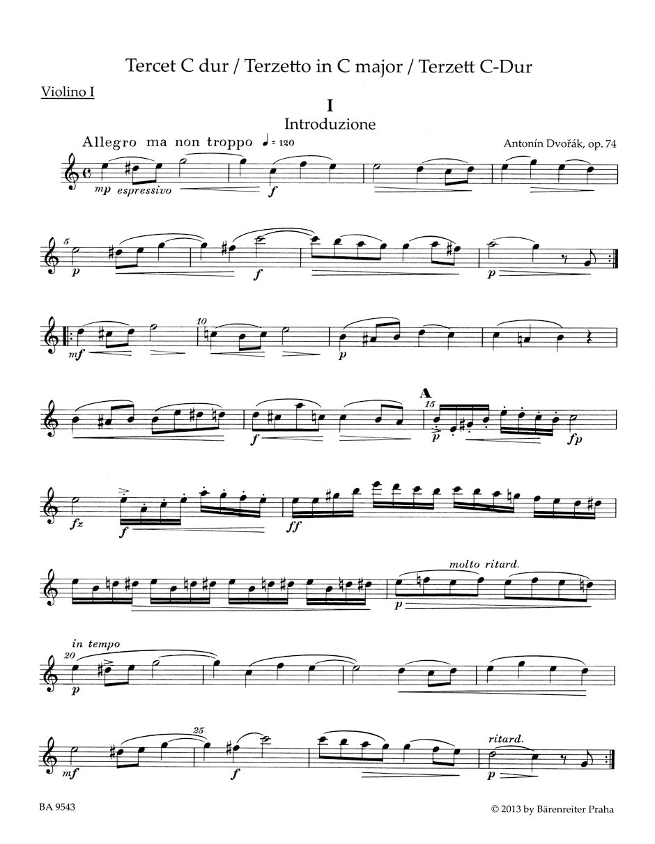 Dvorak Terzetto in C major Opus 74