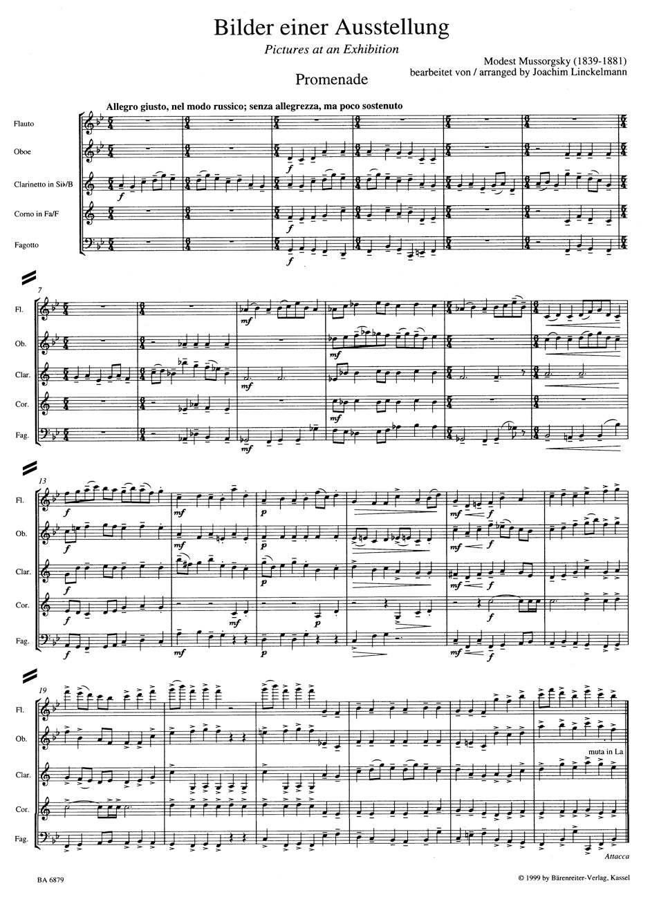 Mussorgsky Pictures at an Exhibition for Woodwind Quintet