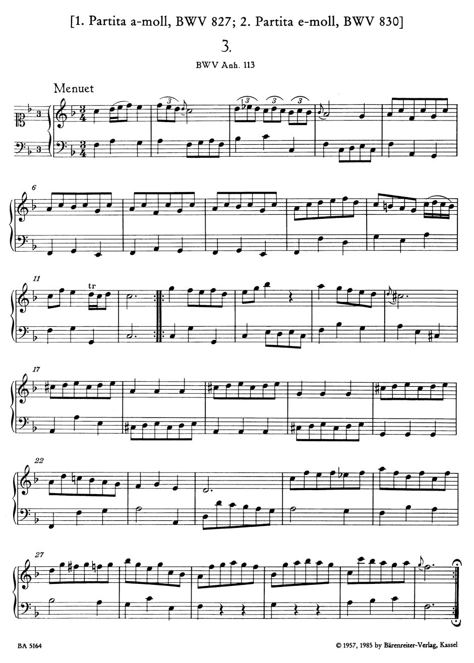 Bach Notebook for Anna Magdalena Bach (1725)