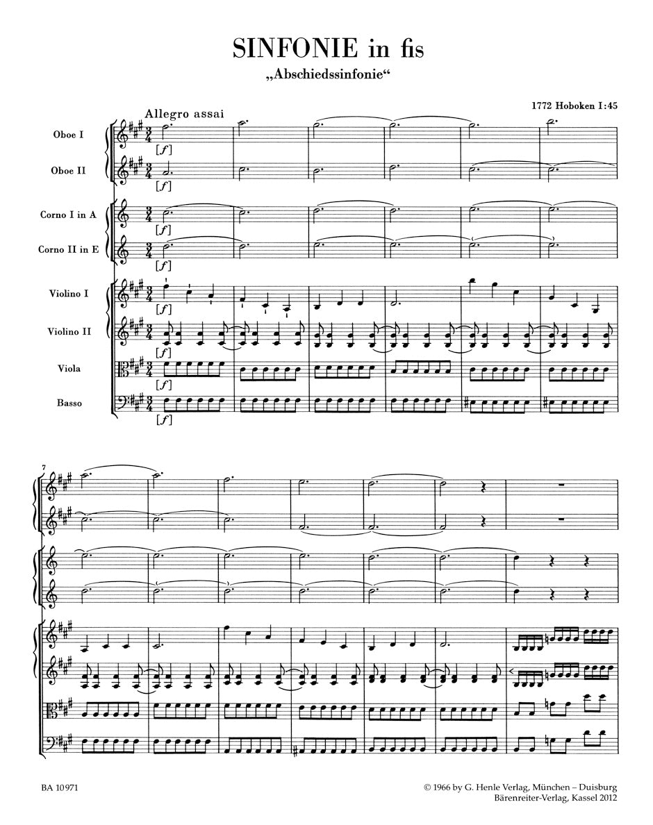Haydn Symphony in F-sharp minor Hob. I:45 "Farewell Symphony"