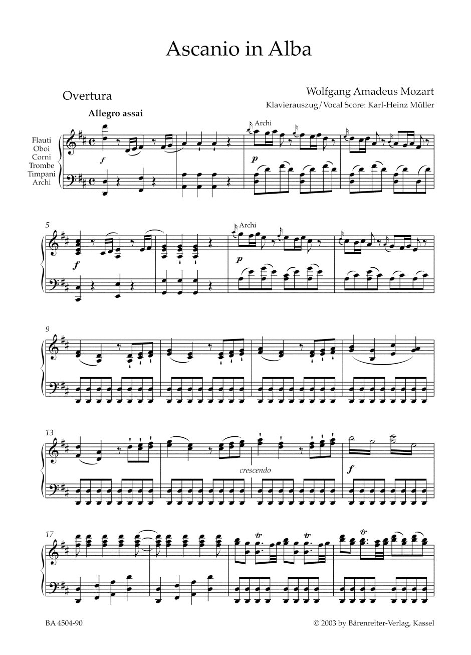 Mozart Ascanio in Alba K. 111 -Festa teatrale in two acts-