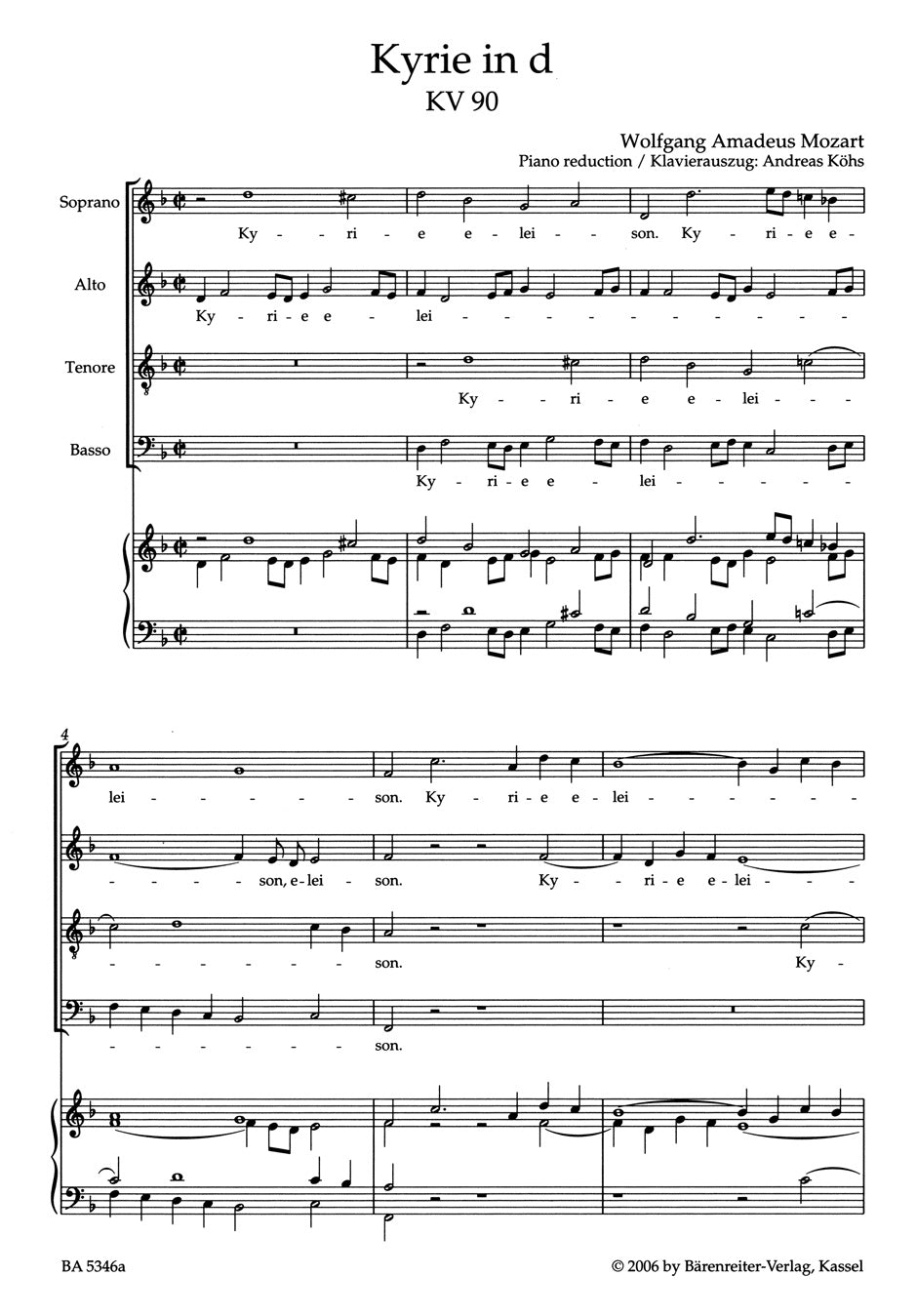 Mozart Kyrie D minor K. 90