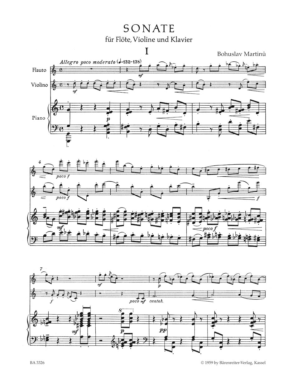 Martinu Sonata for Flute, Violin and Piano
