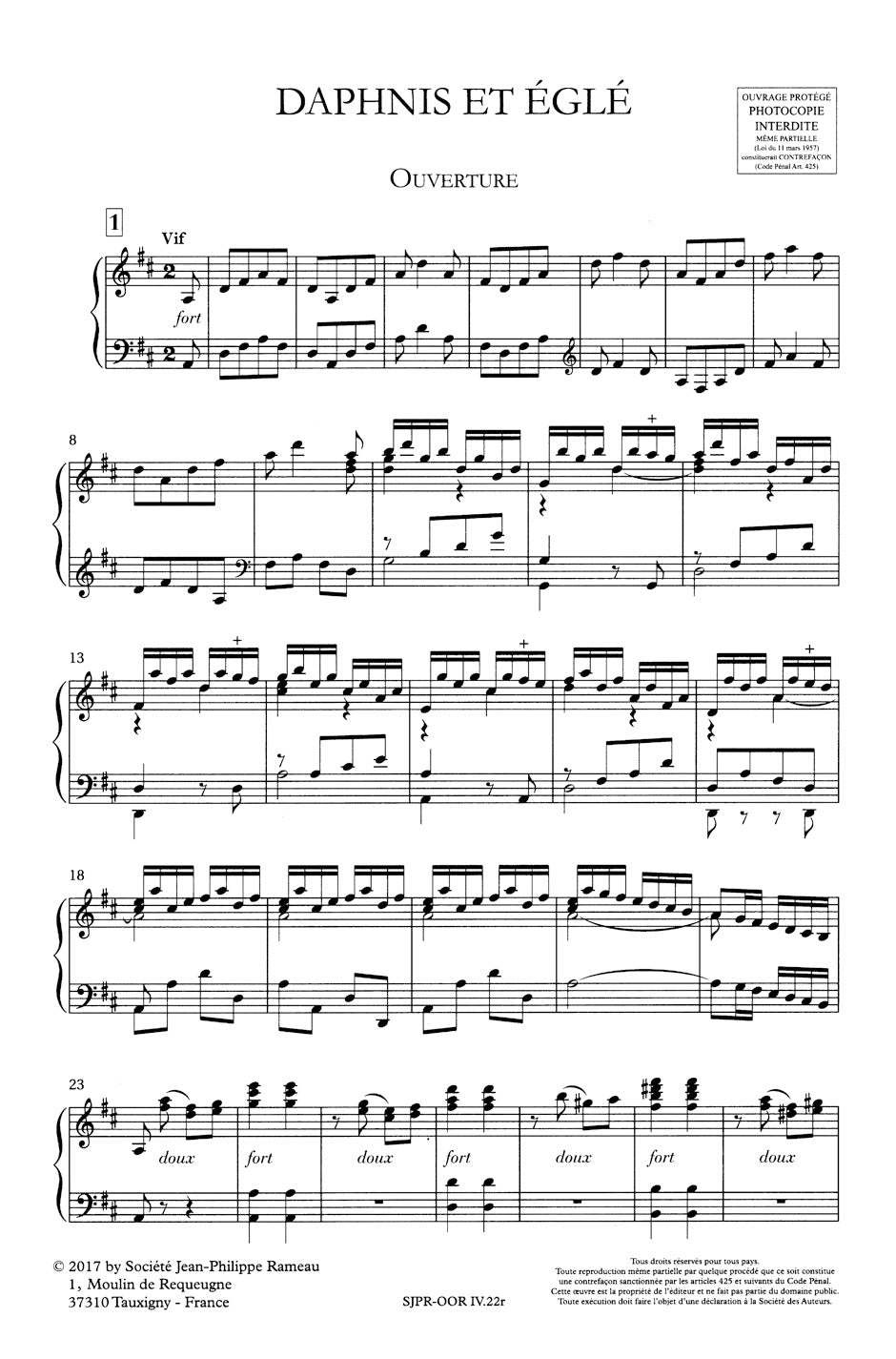 Rameau Daphnis et Egle -Pastorale héro´que in one act-