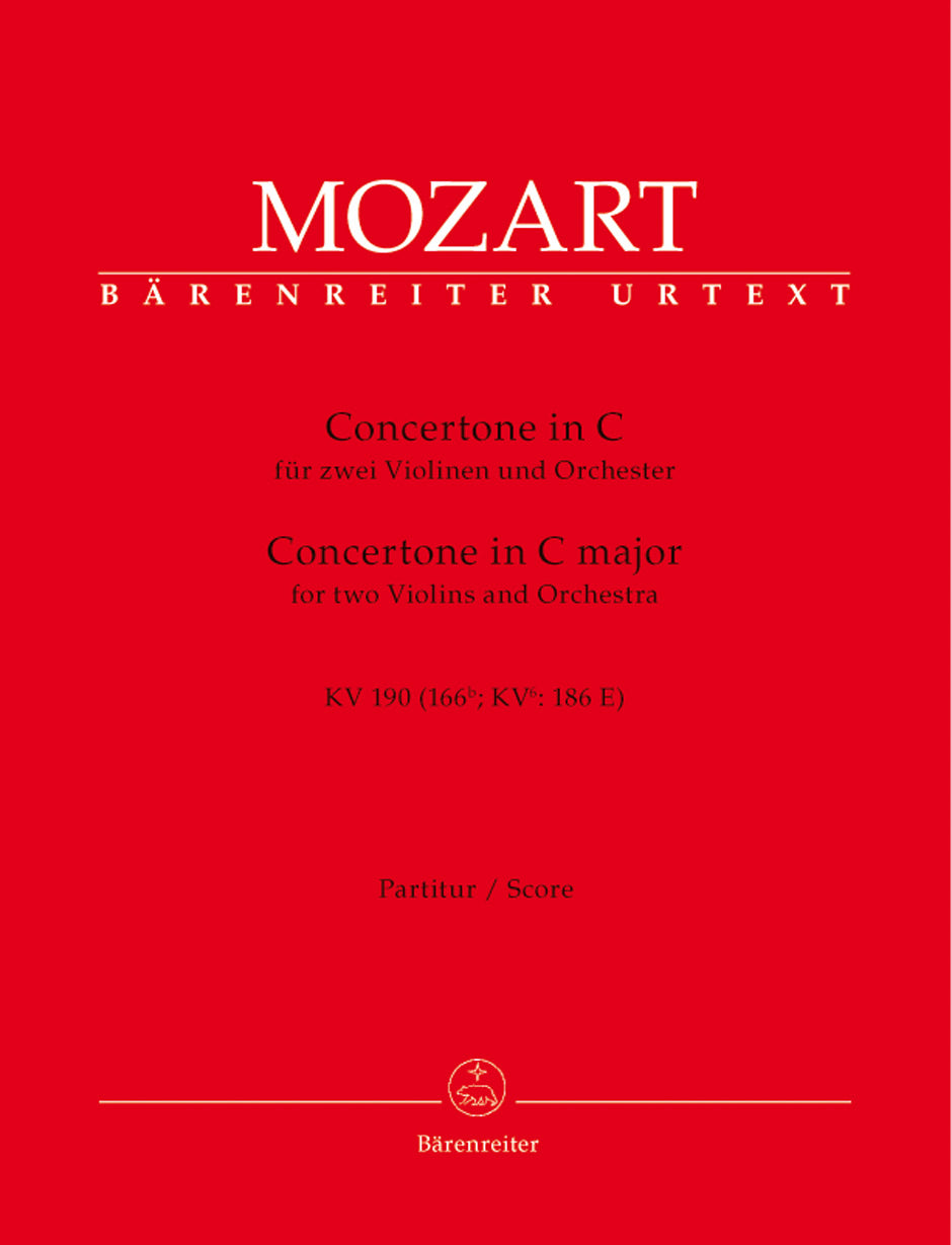 Mozart Concertone for two Violins and Orchestra C major K. 190 (166b; KV6:186 E) -three movements for two violins and Orchestra (KV 166b/ KV6: 186 E)-