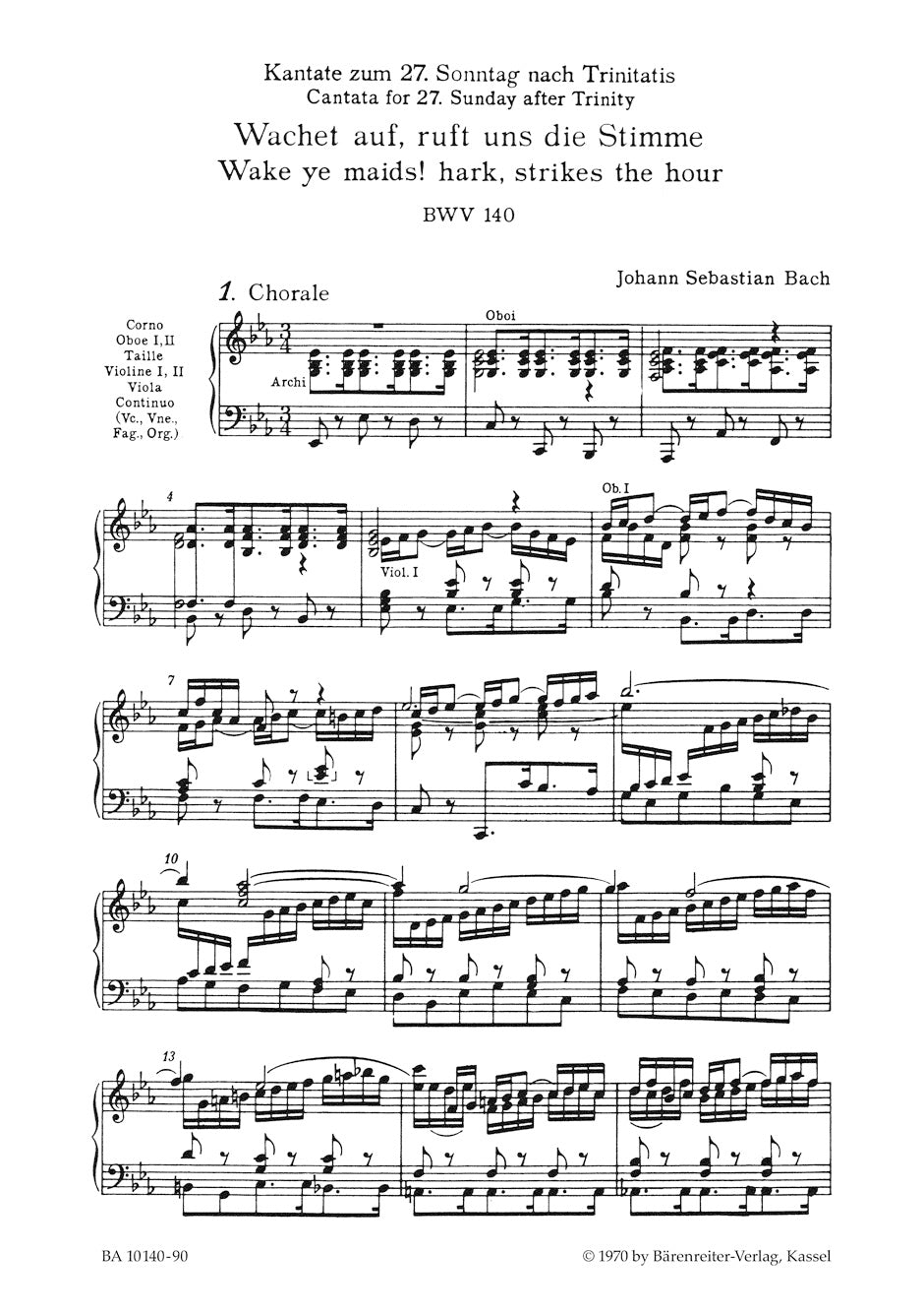 Bach Wake ye maids! hark, strikes the hour BWV 140 -Cantata for the 27th sunday after Trinity-
