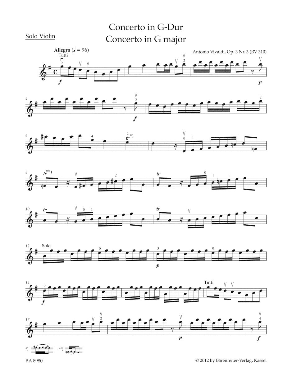 Vivaldi Concerto G major op. 3/3