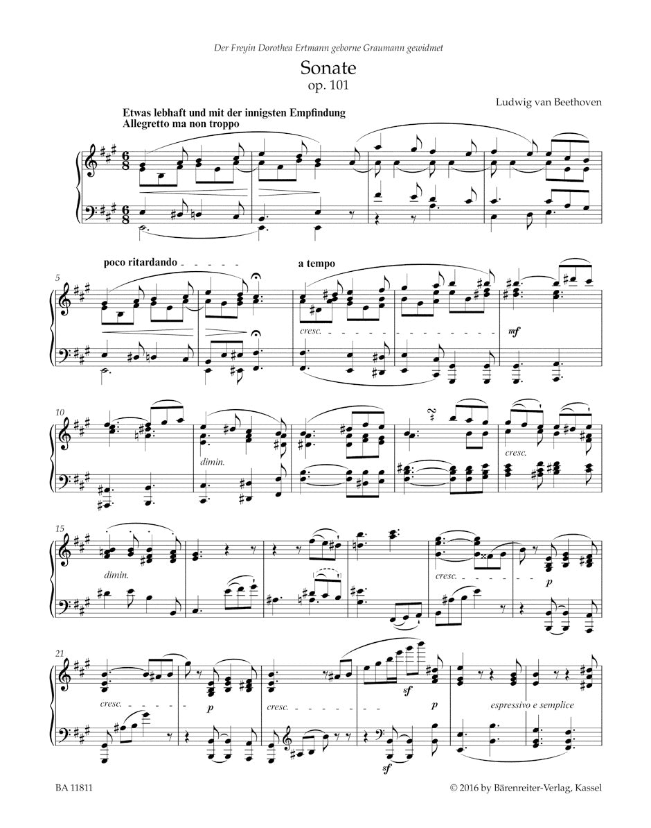 Beethoven Sonata for Pianoforte A major op. 101