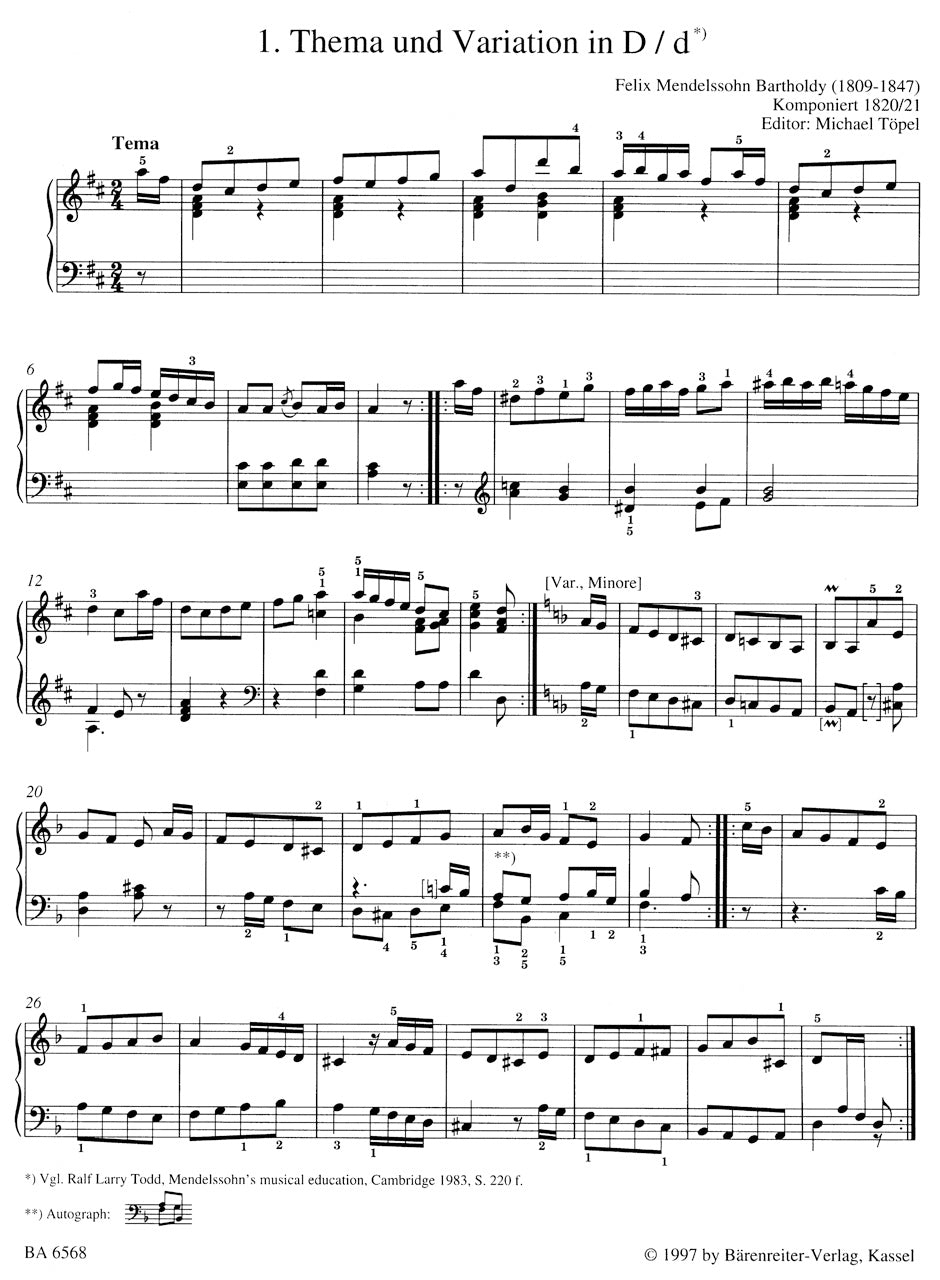 Mendelssohn Easy Piano Pieces and Dances