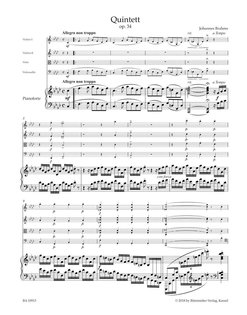 Brahms Piano Quintet in f minor Opus 34