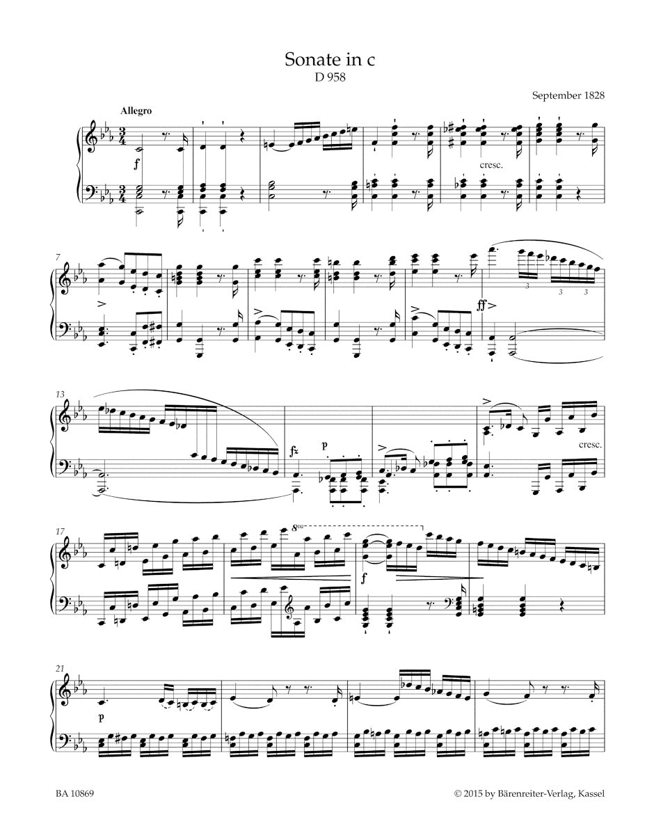 Schubert Sonata for Piano C minor D 958