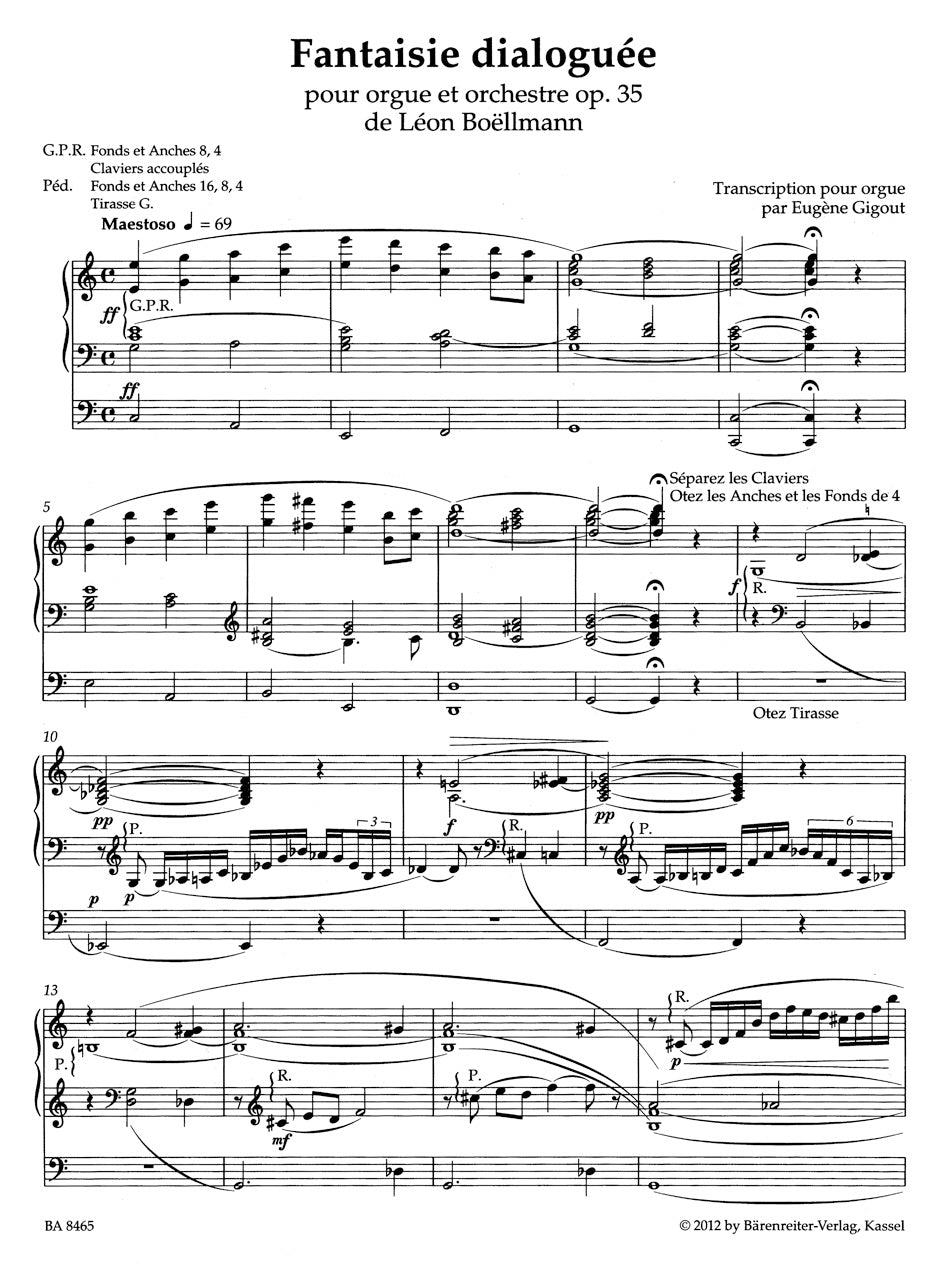 Boellmann Works arranged for Organ