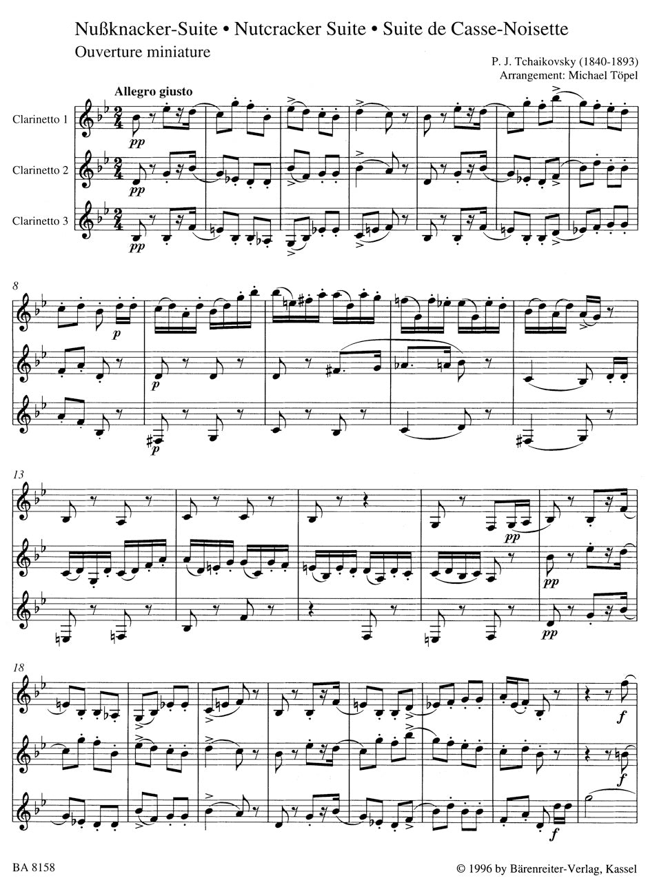 Tchaikovsky Nutcracker Suite for three Clarinets