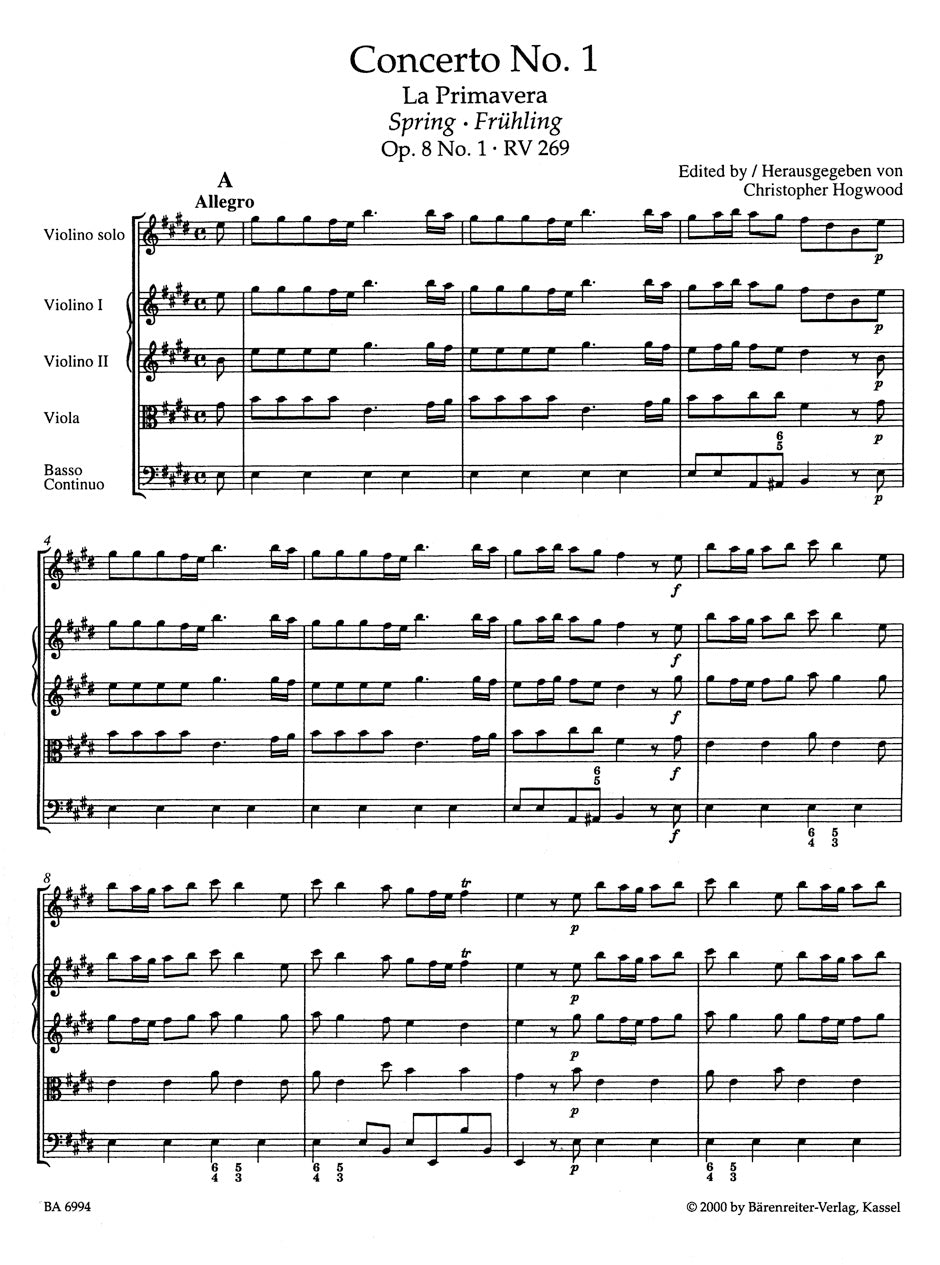 Vivaldi Four Seasons - Score