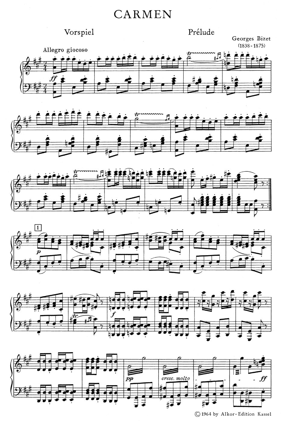歌劇『カルメン』 フルスコア Bizet Carmen -Opera in three acts- Vocal Score