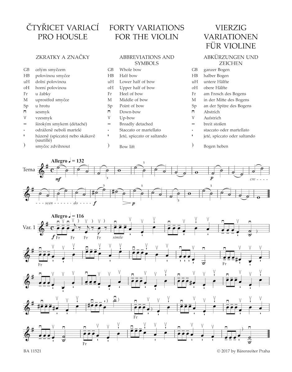 Sevcik Forty Variations for the Violin op. 3