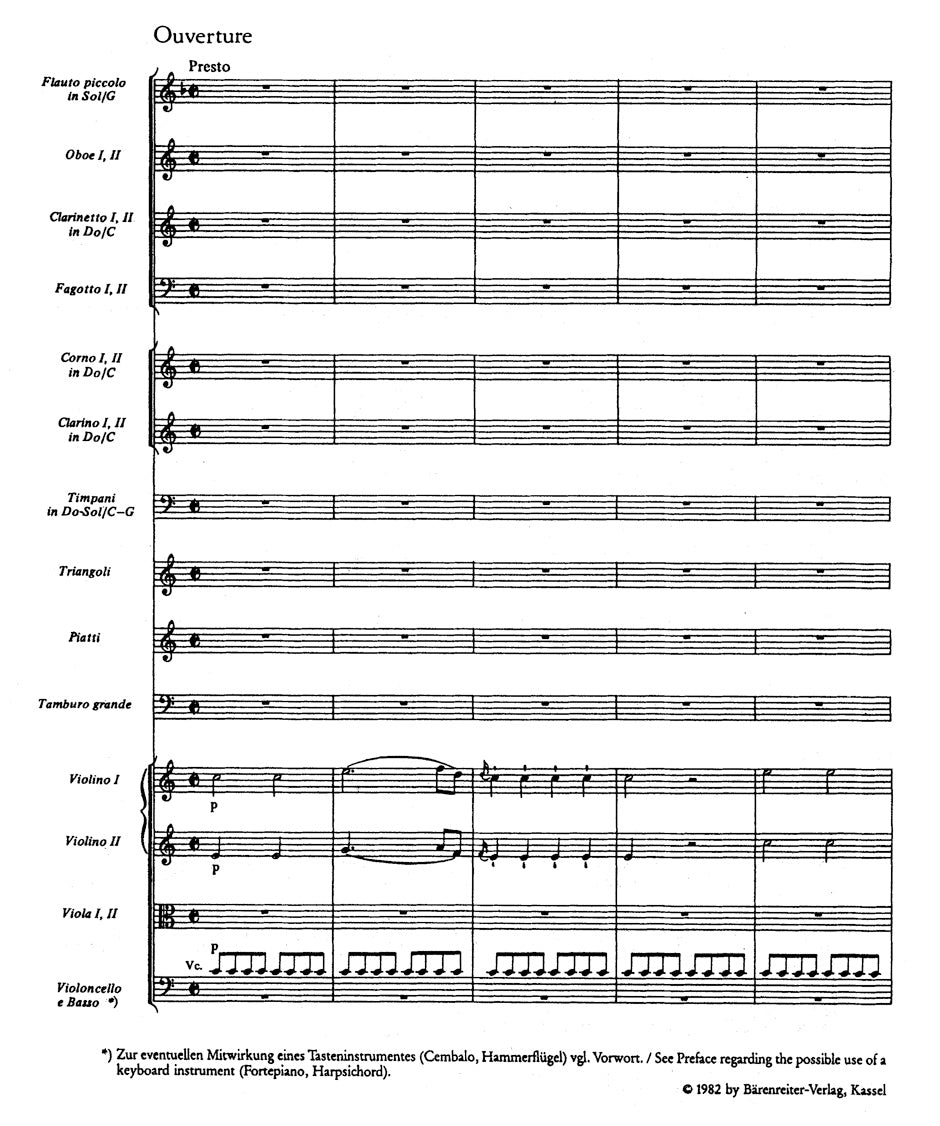 Mozart The Abduction from the Seraglio K. 384 -German singspiel in three acts- Study Score