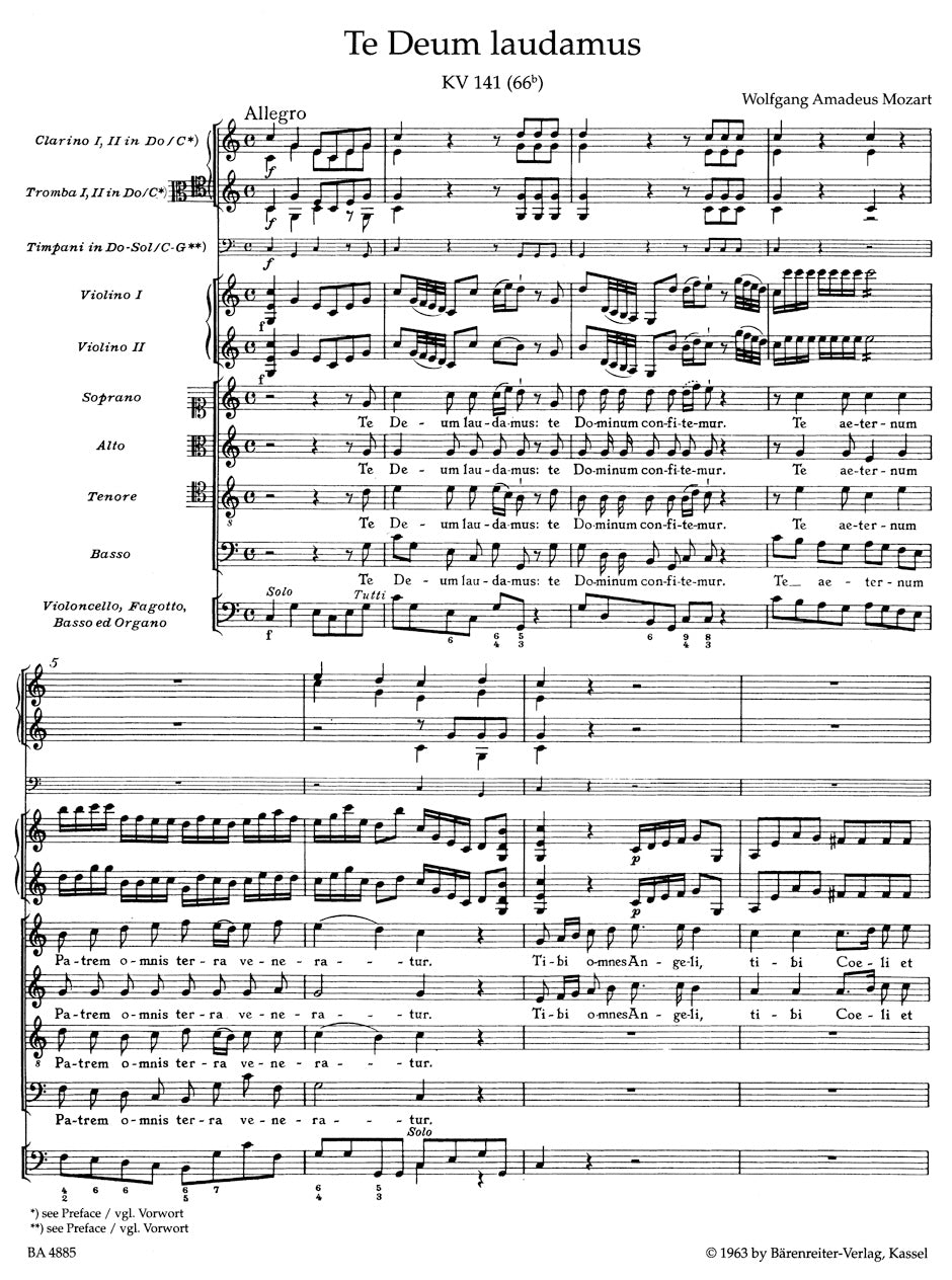 Mozart Te Deum laudamus K. 141 (66b)