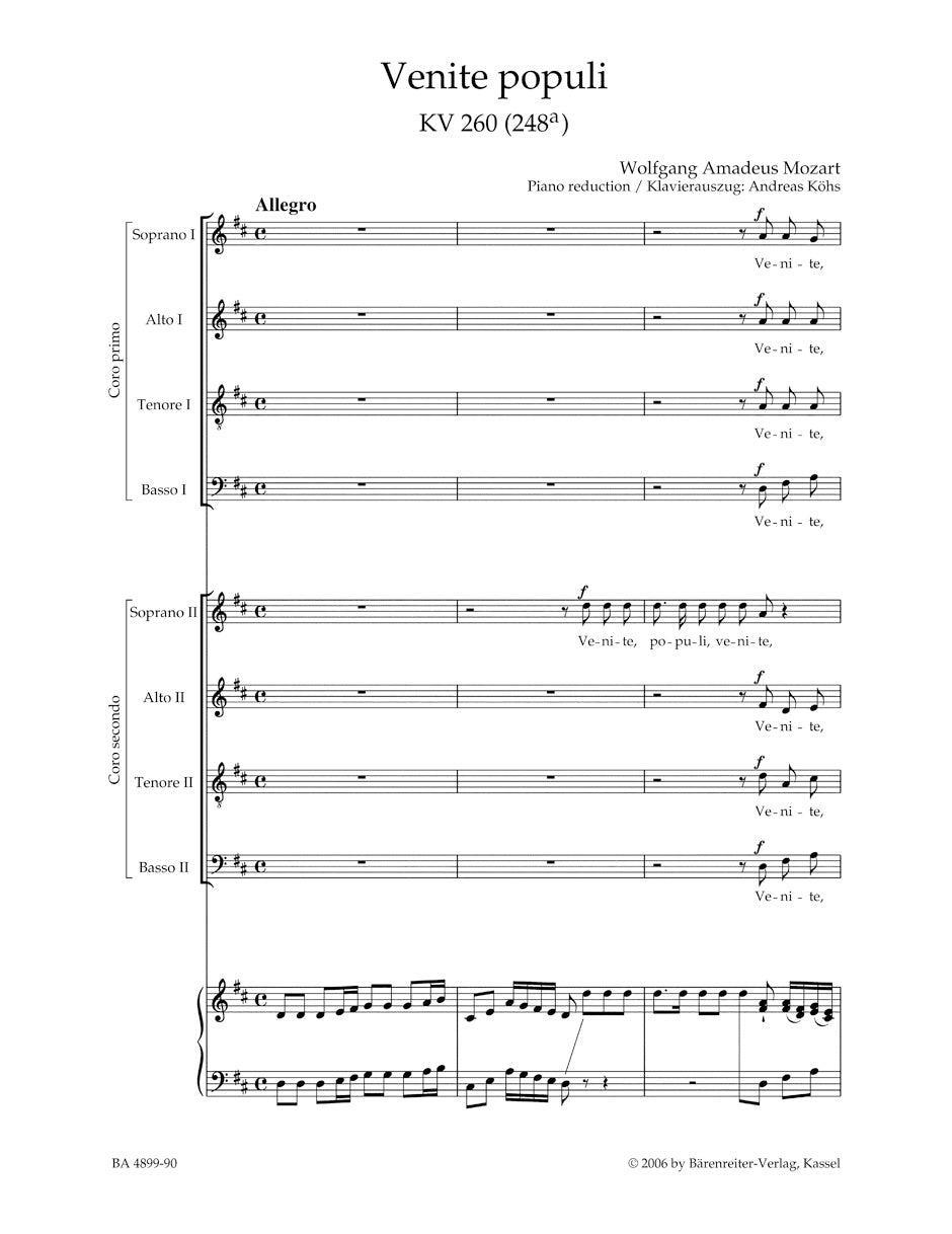 Mozart Venite populi K. 260 (248a) -Offertorium de venerabili sacramento-