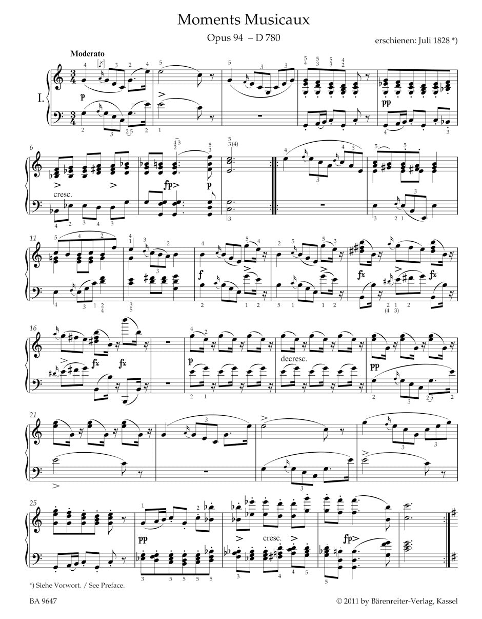 Schubert Moments Musicaux op. 94 D 780