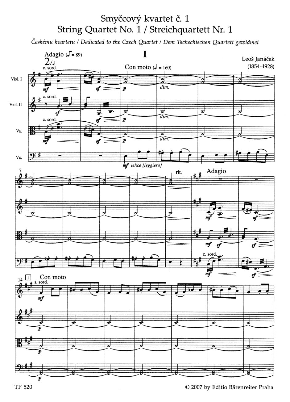 Janacek String Quartet Nr. 1 -Angeregt durch "Die Kreutzersonate" von Leo Tolstoi-