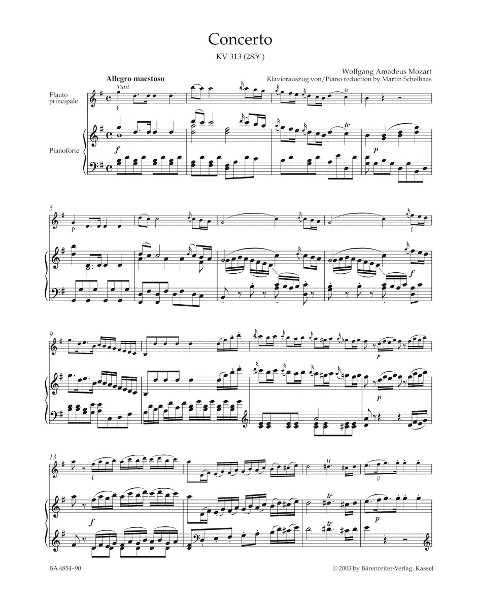 Mozart Concerto for Flute and Orchestra G major K. 313 (285c) - Piano Reduction