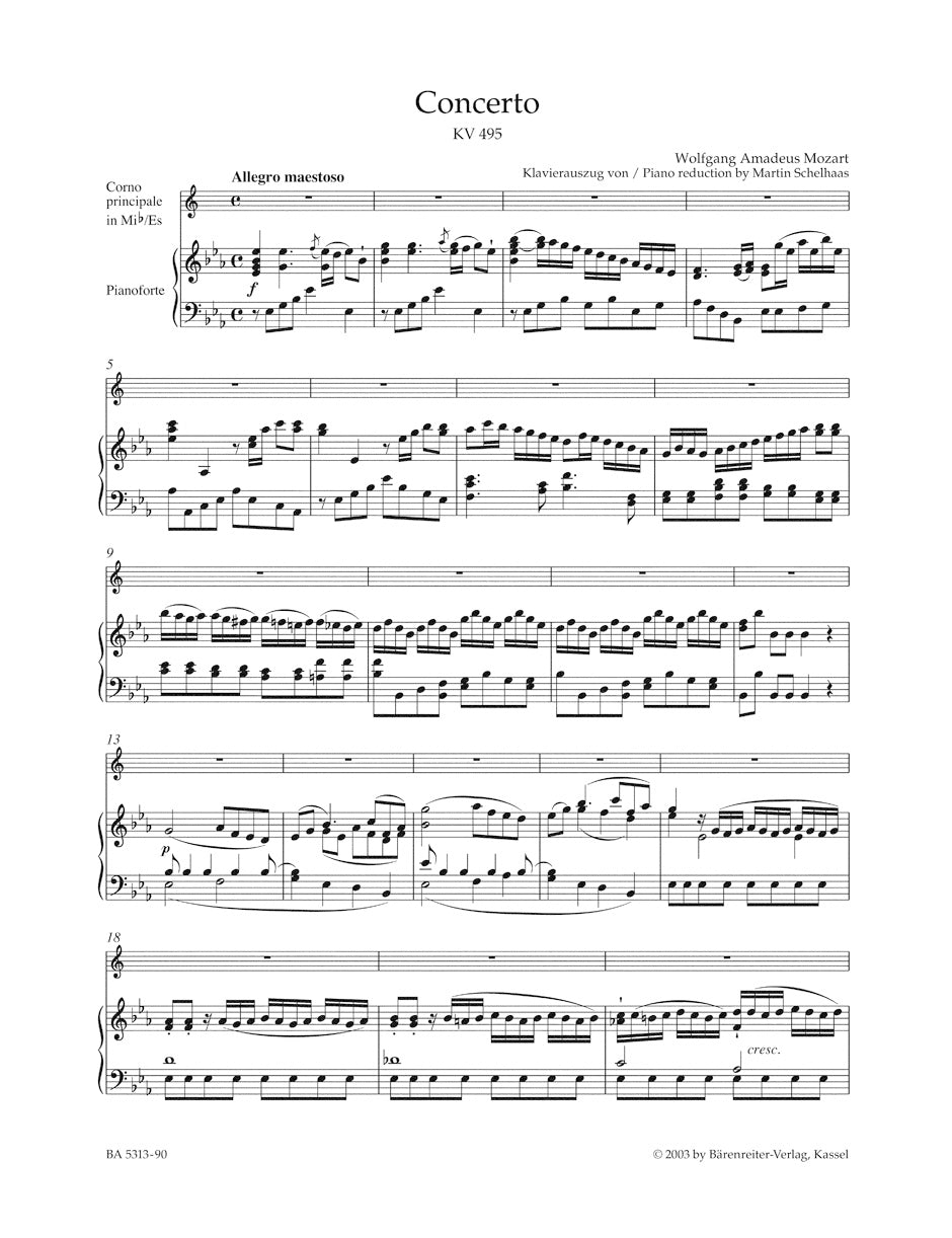 Mozart Concerto for Horn and Orchestra Nr. 4 E-flat major K. 495