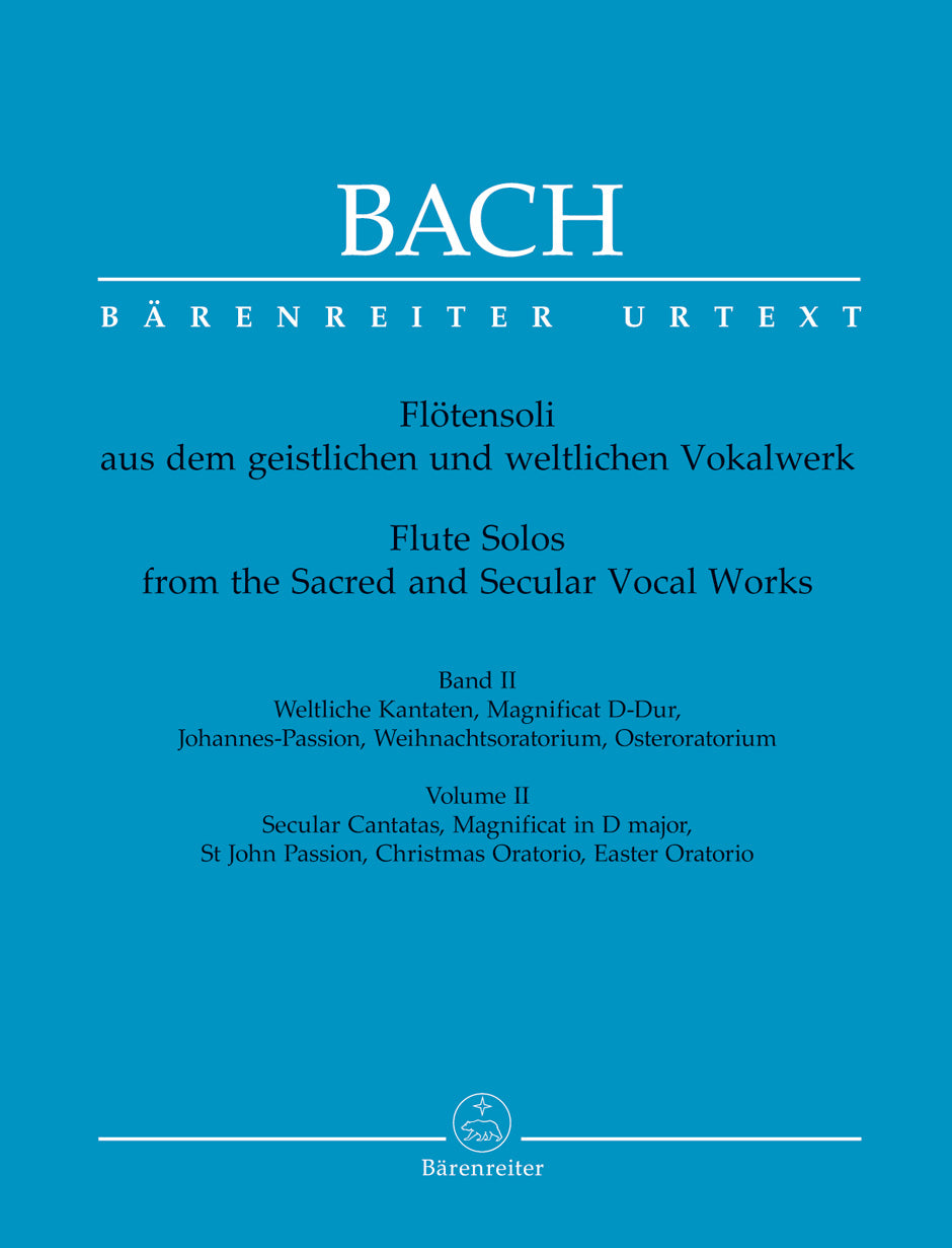 Bach Flute Solos from Sacred and Secular Vocal Works -Arias with 1 or 2 flutes obbligato (with the complete vocal part)- (Selected movements from secular cantatas, from St John Passion, Magnificat in D major, Christmas Oratorio and Easter Oratorio) V 2