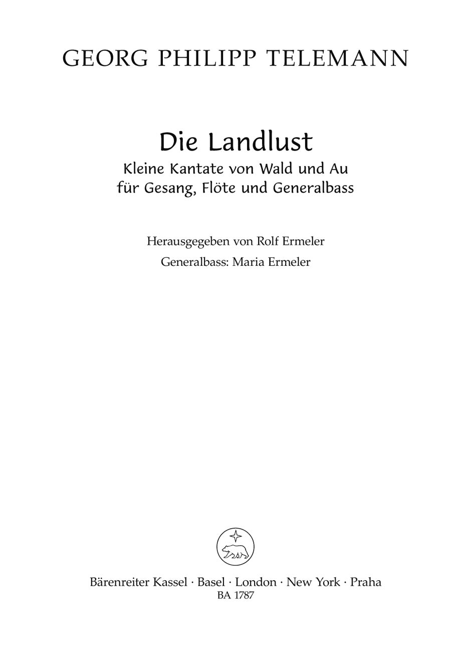 Telemann Die Landlust -Kleine Kantate von Wald und Au- (aus Moralische Kantaten III)