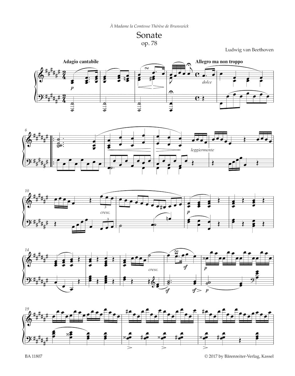 Beethoven Sonata for Pianoforte F-sharp major op. 78