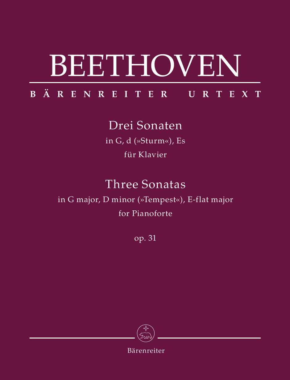 Beethoven Three Sonatas for Pianoforte G major, D minor, E-flat major op. 31