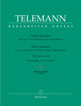 Telemann Nine Sonatas for Two Transverse Flutes without Figured Bass TWV 40:141-149 -Erstausgabe-