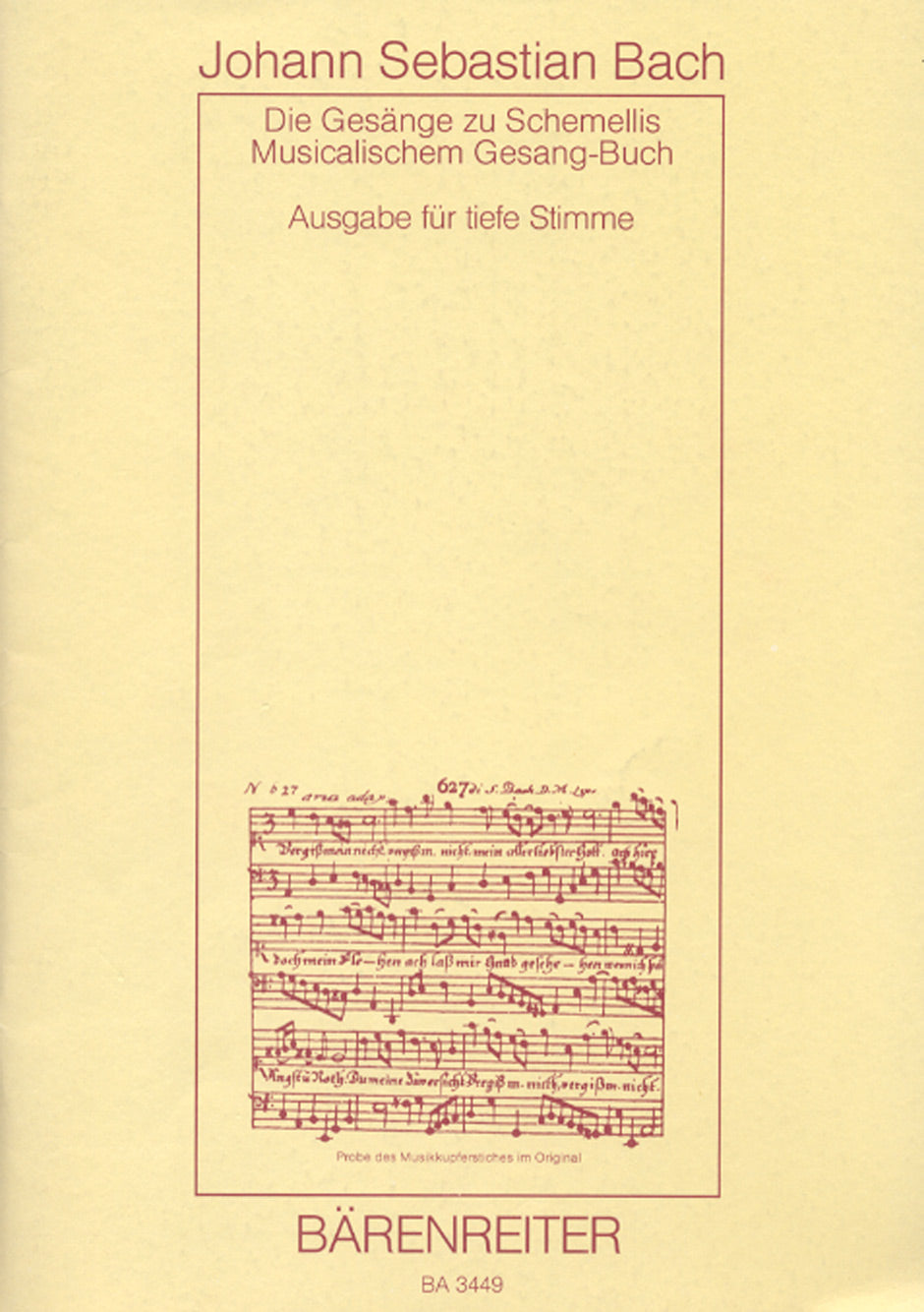 Bach Die Gesänge zu G.Chr.Schemellis Gesangbuch und 6 Lieder aus dem Klavierbüchlein für Anna Magdalena BWV 439-507, 511-514, 516, 517 -Ausgabe für tiefe Singstimme (Originallage)-