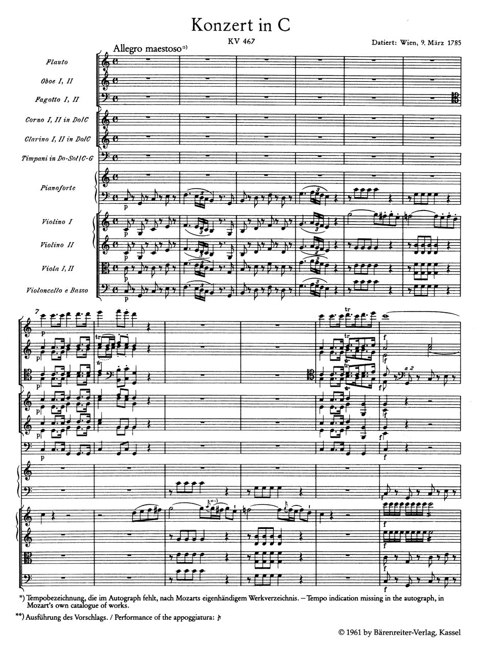 Mozart Concerto for Piano and Orchestra Nr. 21 C major K. 467