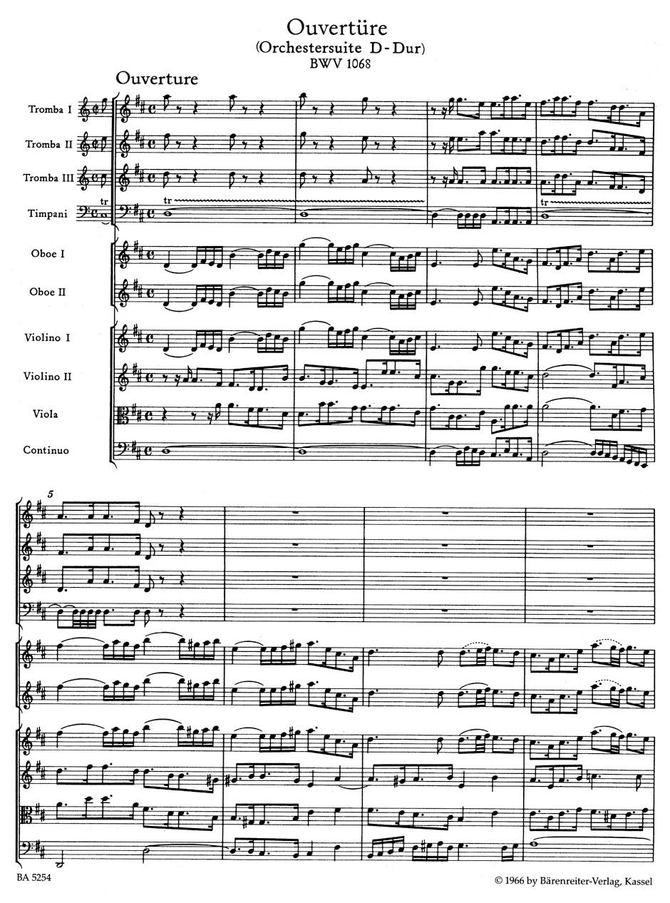 Bach Orchestral Suite (Overture) D major BWV 1068