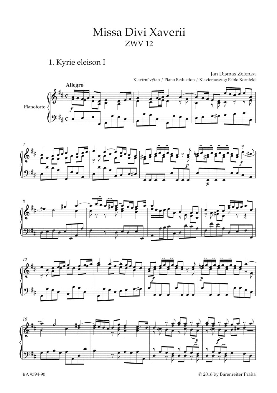 Zelenka Missa Divi Xaverii ZWV 12