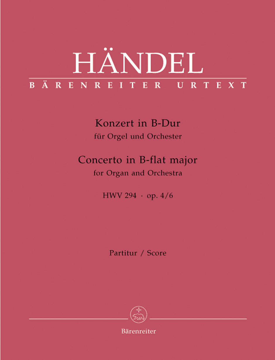 Handel Concerto for Organ and Orchestra B-flat Major op. 4/6 HWV 294