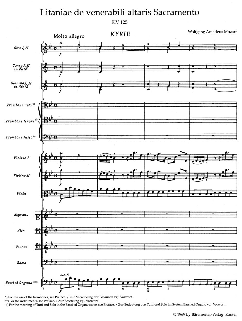 Mozart Litaniae de venerabili altaris Sacramento B-flat major K. 125