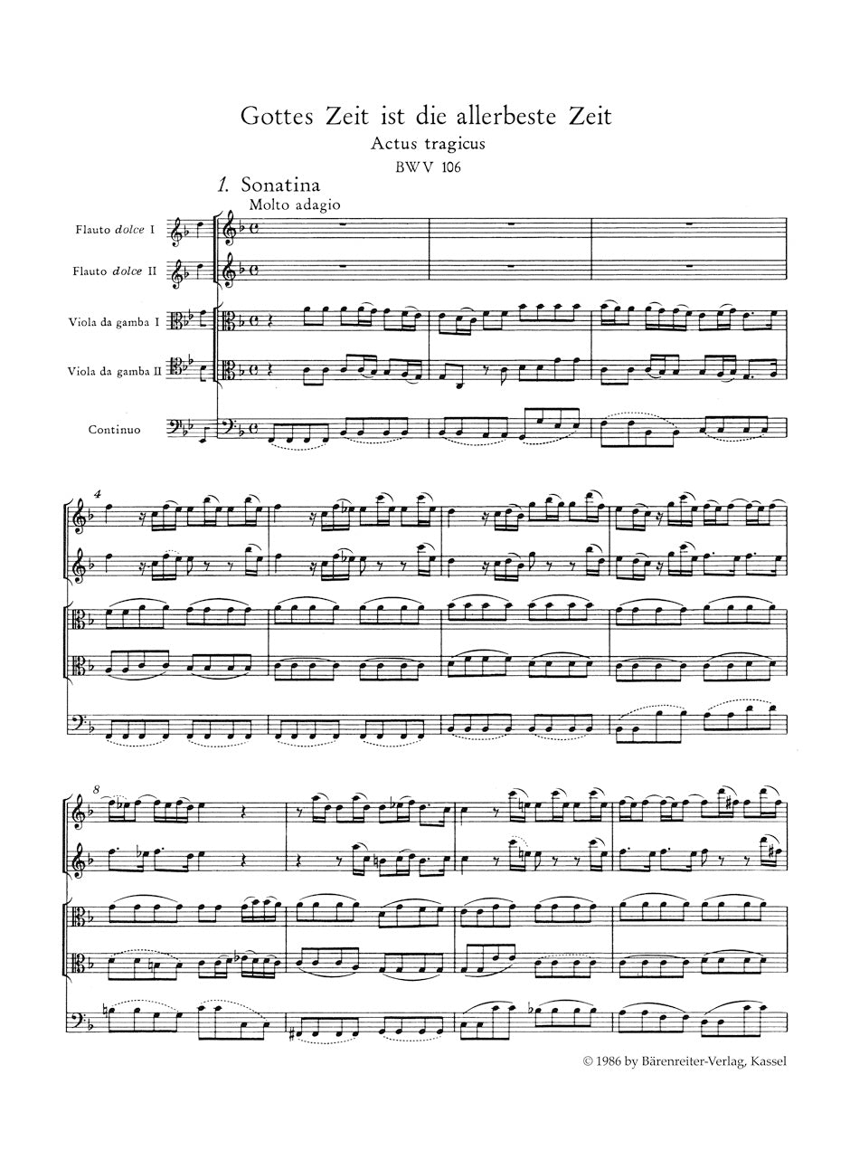 Bach Mighty God, His time is ever best BWV 106 "Actus tragicus" Study Score