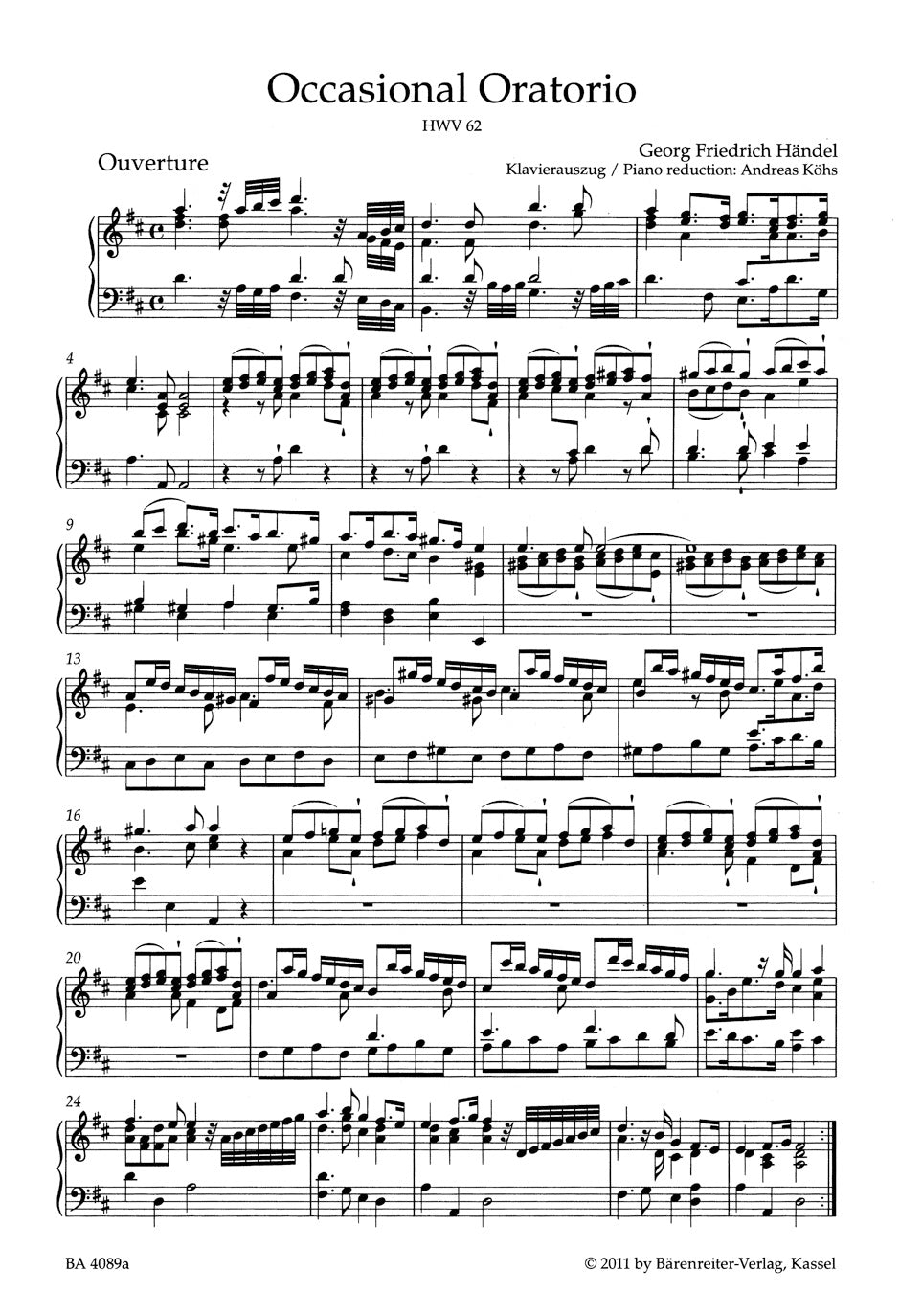 Handel Occasional Oratorio HWV 62 -Oratorio in three parts-