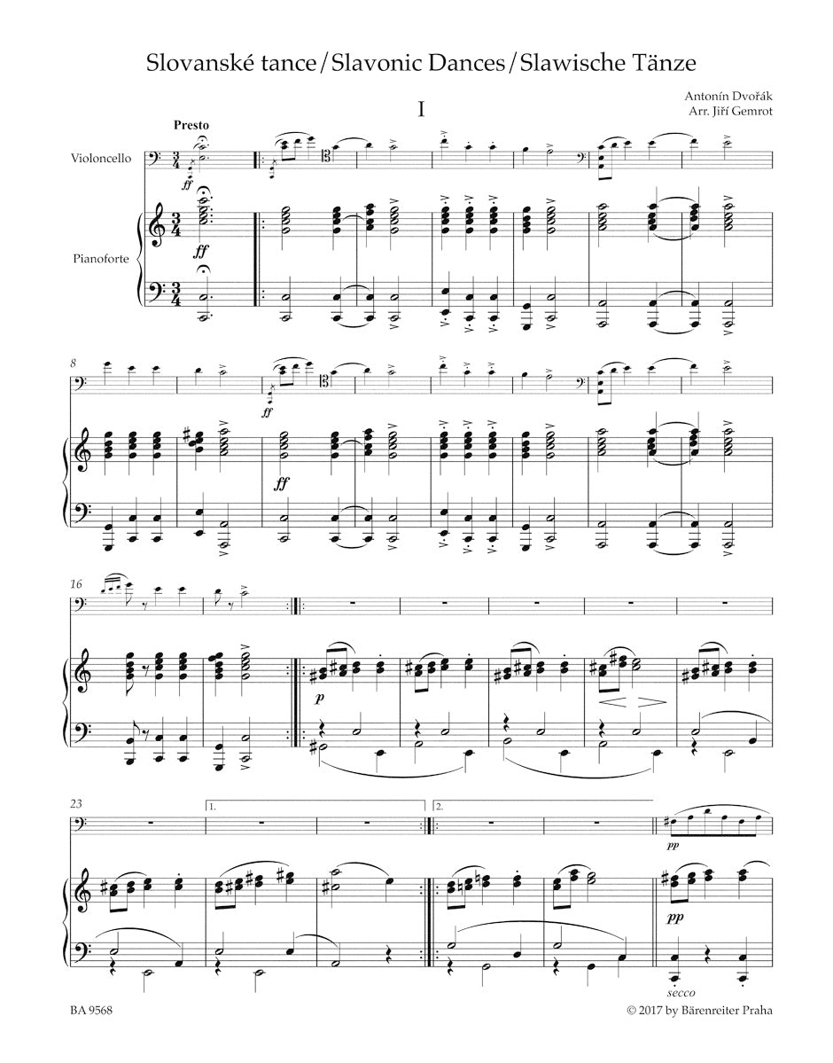 Dvorak Slavonic Dances op. 46 (Arranged for Violoncello and Piano)