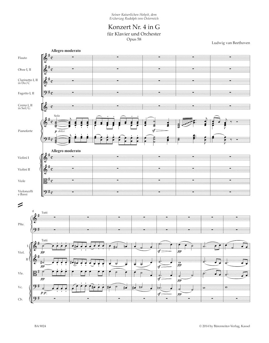 Beethoven Concerto for Pianoforte and Orchestra Nr. 4 G major op. 58 Full Score